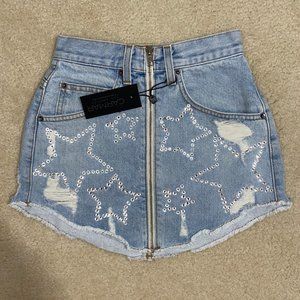 LAYLA BEATRICE ZIP FRONT RHINESTONE STAR SKIRT